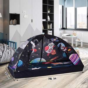 Tente de jeu intérieure pour enfants, maison de jeu pour garçons, tente de lit pour tout-petits, fusée spatiale bleue - Product Image 4