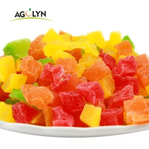 Hot Sell Dried Fruit Mixed 4 Colors Dehydrated Papaya Dice