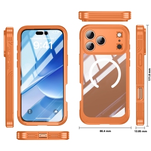 New Orange màu 360 bảo vệ đầy đủ Bìa trường hợp đối với <span class=keywords><strong>iPhone</strong></span> 17 Pro Max Heavy Duty Rugged <span class=keywords><strong>Armor</strong></span> Trường hợp với 9H Glass phim màn hình - Product Image 5