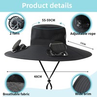 Gorra con Ventilador Solar Recargable, Doble Ventilador, Secado Rápido, para Pesca, Camping, Protección Solar, Superventas