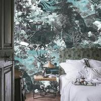 Papier peint mural 3D de style forêt tropicale moderne haut de gamme pour chambre à coucher