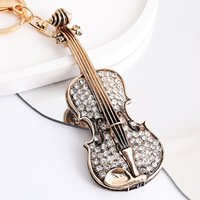 Gantungan Kunci Biola Berhias Berlian Imitasi Vintage, Gantungan Kunci Instrumen Musik Kristal Berkilau, Pesona Tas Elegan dari Paduan Logam, Hadiah untuk Musisi