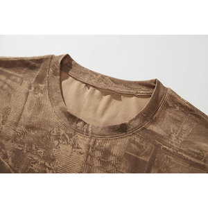 เสื้อยืดคอกลมแขนสั้นทรงเข้ารูปสำหรับผู้ชาย พิมพ์ลายสีน้ำตาล ผ้าโพลีเอสเตอร์ถัก ระบายอากาศได้ดี สไตล์ลำลอง - Product Image 4