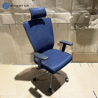 Chaise de bureau ergonomique contemporaine avec dossier et appui-tête en maille respirante réglables pour une utilisation en atelier, soutien personnalisé et confortable