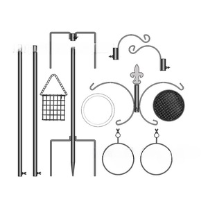 Kit de estación de alimentación de pájaros de hierro con <span class=keywords><strong>soporte</strong></span> automático de tipo enchufe, alimentador de Suet de Metal colgante, baño de pájaros para atraer pájaros salvajes - Product Image 2