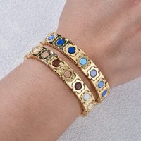 Bracelet extensible bohème géométrique fait main pour femme, perles émaillées, plaqué or arc-en-ciel, en alliage de zinc, idéal pour un anniversaire