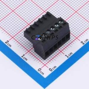 DB2EK-2.54-6P-BK-S Plug-in Terminal Block P=2.54mm Connector Male Plug 1x6P 2.54mm Black - Product Image 1