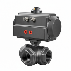 วาล์วบอลแบบลม COVNA ขนาด 2 นิ้ว 3 ทาง แบบ T Port เกลียว NPT ผลิตจากสแตนเลส CF8M สำหรับสื่อกรด รองรับ OEM - Product Image 2