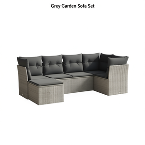 Ensemble de canapés de jardin gris 6 places en rotin, mobilier d'extérieur résistant aux intempéries, design contemporain - Product Image 1