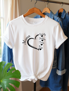 T-shirt personalizzata con nome e cuore da donna, in cotone, regalo di San Valentino, vestibilità ampia, girocollo, manica corta, stampa casual - Product Image 2