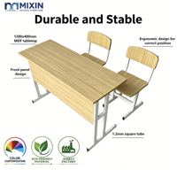 Fabricant de mobilier scolaire de haute qualité Mixin, bureau et chaise pour étudiants, double place, mobilier de classe en bois