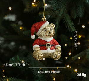 Adorno de Navidad dorado con forma de corona de oso de campana, adornos decorativos de plástico inastillables para decoración de árboles - Product Image 1