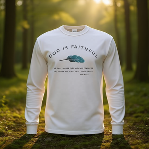 Camiseta de manga larga con versículo bíblico cristiano: Dios es fiel, Salmo 91, KJV - Product Image 3