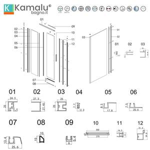 Box Doccia Kamalu KLA-4000N 70x130 Bianco con Porta Scorrevole, Vetro da 6mm e Telaio Senza Cornice in Acciaio Inox e Alluminio - Product Image 3