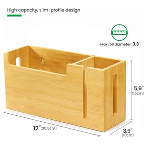 Dispensador de Bolsas de Basura de Bambú, Montaje en Pared con Adhesivo, Sin Taladro, Organizador de Gabinete de Cocina, Rectangular, Desmontable - Product Image 5
