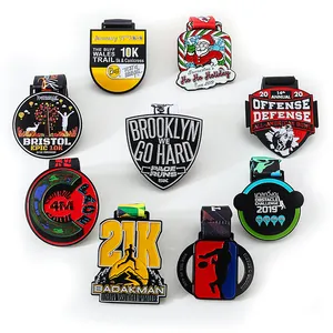 Médailles de course à vélo en métal 3D bon marché, médailles de course à vélo, médailles d'argent et d'or, médaille de 1er rang, médaille de sport en gros avec cordon - Product Image 1