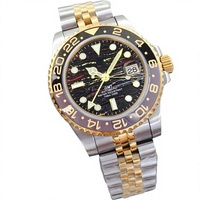Reloj BLIGER de 40 mm para Hombre, de Lujo, Mecánico NH34, con Bisel de Acero Inoxidable, Esfera de Piedra Ojo de Tigre, Cristal de Zafiro, 100 m de Resistencia al Agua, GMT, Analógico