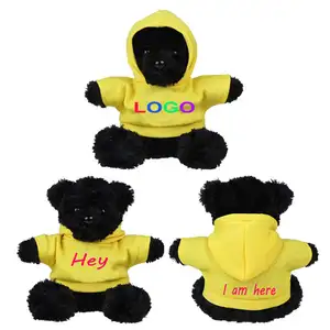 Custom Brand LOGO Black Soft Bear Plush Toys Wholesale Plush Stuffed Animal Bear Plush With OEM Shirts