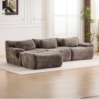 Modernes Cord-Cloud-Sofa mit Ottoman, L-förmiges, knochenloses, modulares Ecksofa, umweltfreundlich, langlebig, aus komprimiertem Schaumstoff, für Villa und Schule