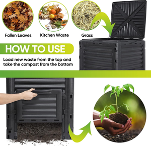 Bac à compost de jardin 80 gallons, grand bac à compost, <span class=keywords><strong>composteur</strong></span> extérieur - Product Image 3