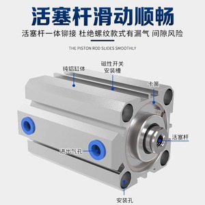 <b>Miniature</b> Pneumatic Cylinder SDA20 25 30 32 10 15 50 With Magnet Aluminum Body Thin Type - Product Image 1