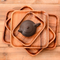 Ensemble de plateaux en bois d'acacia avec logo personnalisé, assiettes rectangulaires empilables de plusieurs tailles pour sushis, café, thé, prix de gros