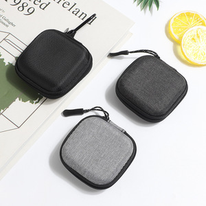 Custom Portable EVA Carrying Case Storage <strong>Bag</strong> EVA Square <strong>Earphone</strong> Earbud Case with Carabiner for Earpieces and SD Memory Card - Product Image 1