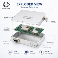 Módulo Amplificador de Potencia RF GaN de 100W, 2400-2500MHz, 2.4GHz, Amplio Voltaje 24-36V, Salida RS485 N-F, Disipador de Calor de Aluminio, Bajo Ruido
