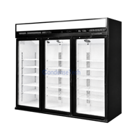 Congélateur vertical commercial ventilé sans givre à refroidissement par air pour supermarché avec grande vitrine en verre