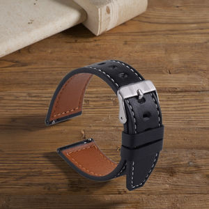 Bracelets de montre intelligente fabriqués en usine pour <span class=keywords><strong>Samsung</strong></span> <span class=keywords><strong>WATCH3</strong></span> & <span class=keywords><strong>WATCH3</strong></span> Pro-Cuir plat 22/20mm, respirant, boucle en acier inoxydable - Product Image 6