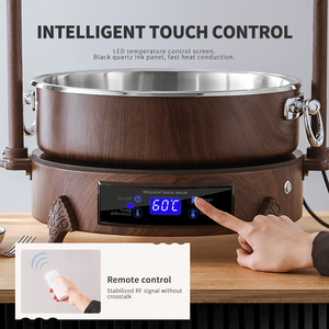WINNERS Réchaud à nourriture électrique rétro en acier inoxydable à grain de bois, <span class=keywords><strong>buffet</strong></span>, lampe chauffante pour la restauration, plaque chauffante pour aliments avec bac à nourriture pour hôtel - Product Image 5
