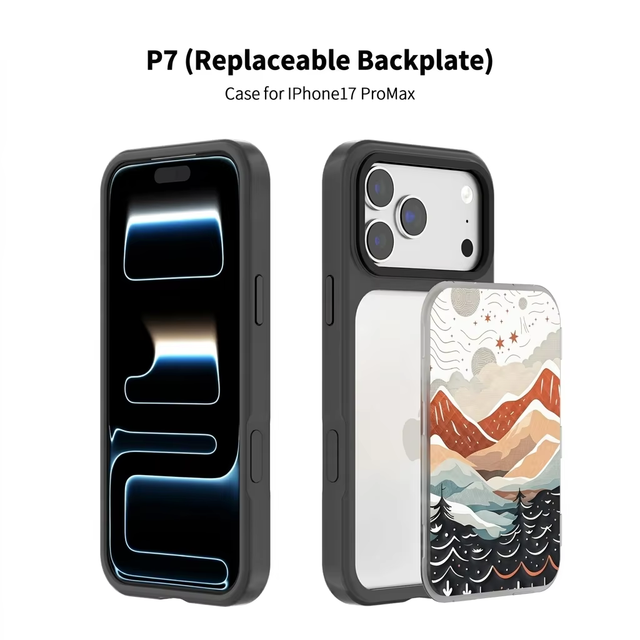 Fashion Carbon Fiber Magnetic Replaceable Backplate Phone Case for 18 17 14 13 Pro Max DIY Custom Cartoon Design 5 Colors
