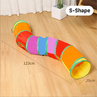 Tunnel interactif pour chat arc-en-ciel, pliable, écologique, tube de jeu pour animaux de compagnie en forme de S/Y, jouet d'intérieur pour chaton avec cloche