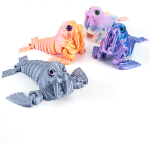 2025 New Hotsale Promotion Toys Eco Friendly 3D Printed Walrus Capsule Toys Customized Flexible Joint 3D Sea Animal Toy