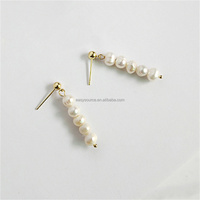 RE6004 Boucles d'oreilles en or avec perles d'eau douce naturelles Boucles d'oreilles de mariage tendance