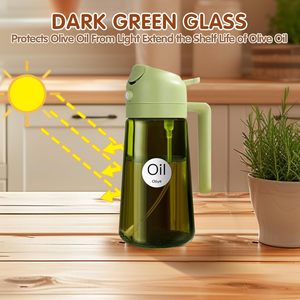 Vaporisateur d'huile d'olive et de vinaigre multifonctionnel 2-en-1 en verre de qualité alimentaire 470 ml (16 oz) anti-goutte pour la cuisine - Product Image 2