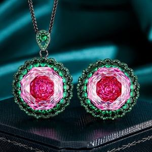 Conjunto de Joyería de Moda Ecológica de Cobre con Circonitas de Colores de 12*16/10*12mm, Pendientes y Anillo, el Más Vendido, Chapado en Oro 2026 - Product Image 3