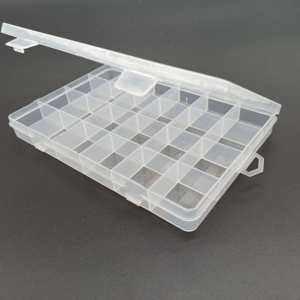 Compartment jewelry box with Transparent Plastic Grid Box Storage Organizer