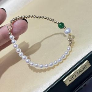 Bracelet demi-perle populaire en agate verte avec un fort éclat, nouvelle couleur chinoise, bijoux fins et charmants - Product Image 4