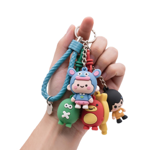 Wholesale Custom Personalized 2D 3D PVC Anime Keychain Soft Silicone Rubber Plastic Keychain Carabiner with Cartoon Character
