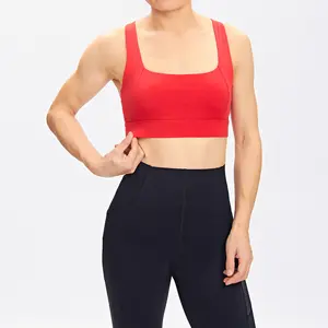 Luckpanther Bra Tank Top Yoga wanita, Bra olahraga Crop Backless tali Crossover punggung terbuka sangat elastis untuk Gym Fitness