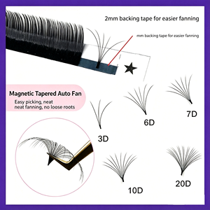 Extensions de cils personnalisées à double couche Easy Fan, extensions de cils en grappe noir mat, extensions de cils individuels plats DIY - Product Image 3