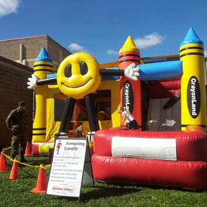 Château <span class=keywords><strong>gonflable</strong></span> de crayon <span class=keywords><strong>gonflable</strong></span> commercial de haute qualité avec toboggan Combo <span class=keywords><strong>Happy</strong></span> Smile Face Theme Design pour les enfants - Product Image 5
