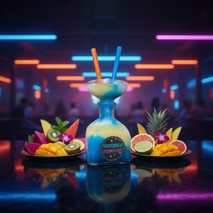 Bouteille de tequila en plastique réutilisable personnalisée de 750 ml avec <span class=keywords><strong>verre</strong></span> à <span class=keywords><strong>margarita</strong></span> géant arc-en-ciel pour les fêtes - Product Image 2