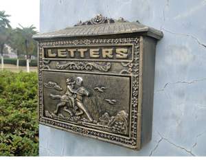 Buzón de metal para jardín, buzón vintage montado en la pared de bronce, Villa europea para decoración del hogar - Product Image 3