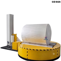 Enrouleur de film PE vertical robuste et fiable pour fûts, bouteilles et cartons, à faible entretien, stable, pour utilisation hors ligne et en ligne