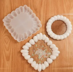 Diy Epoxy Resin Irregular pebbles bubble coaster glue mold coaster silicone mold round square oval shapes coaster molds