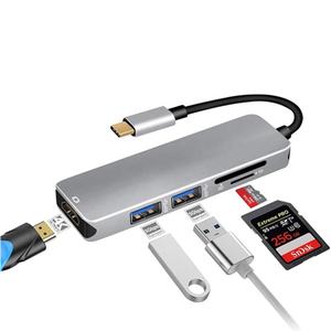 ฮับ USB 5 In 1พร้อมช่องเสียบการ์ด AV HDMI, USB3.0, TF, SD สำหรับ Macbook Pro, <span class=keywords><strong>Google</strong></span> <span class=keywords><strong>Chromebook</strong></span> <span class=keywords><strong>Pixel</strong></span>, Samsung S8และอื่นๆ - Product Image 1
