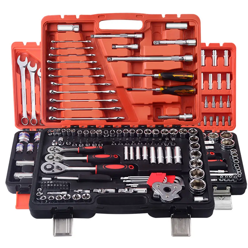 46 Pieces 1/4 Inch Industrial Grade Socket Ratchet Wrench Set with Socket Set Metric and Extension Bar