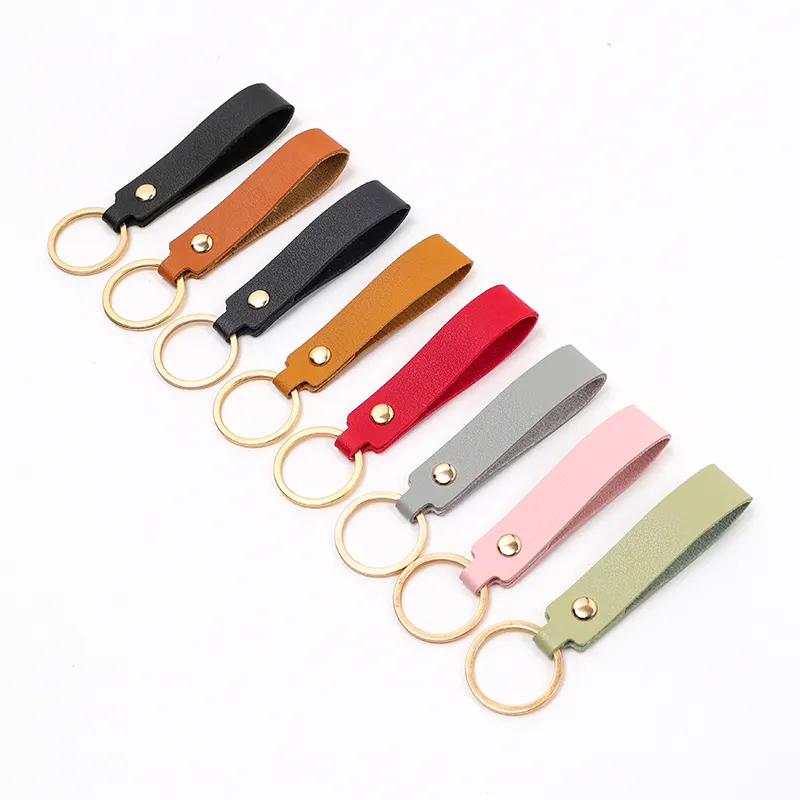 Customize Promotional Gifts Durable Short Pu Customize Car Leather Keychain Lanyard